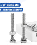 Kickass 10 Pack Of 1/4-20 X 2 Inch Stainless Steel Hex Bolts And Nuts With Washers, Rust Resistant Heavy Duty Fastener Kit Built Like A Tank For Garage Projects, showcasing rust-proof hex bolts and nuts.