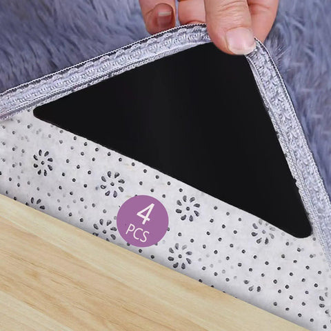 Four Pack Non Slip Rug Pads For Hardwood Floors And Tile Grippers That Keep Rugs In Place shown with gray carpet