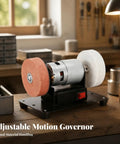 Desktop Electric Grinding Machine 550W Metal Version Built Like A Tank With Sturdy Base And Two Wheels Bench Top Setup Kills It For Sharpening Polishing And Light Workshop Duties Hassle Free, showcasing grinding wheels and motor.