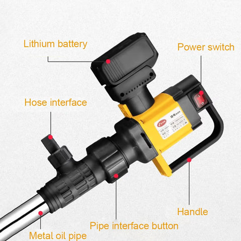 Heavy Duty Cordless Oil Drum Pump With Hose, 1000W Brushless Motor For Diesel And Kerosene Transfer, High Flow Battery Powered Liquid Siphon, Portable Fluid Transfer Solution For Chemicals And Fuel