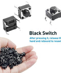 Handful of 4-pin DIP black push button micro switches for PCB; 120 Piece Set Of 6x6x5mm Momentary Tact Switches for DIY projects