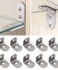 10 of 20Pcs L Shaped Corner Braces Stainless Steel 90 Degree Right Angles Metal Brackets For Cabinets And Shelves Heavy Duty Shelf Support