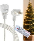 Clear 10 Foot Extension Cord With Flat Plug For Indoor Use Slim 2 Prong Power Cable See Through Design For Christmas Lights Lamps And Home Decor 18 AWG 125V 10A