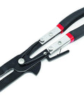 Black pliers with fine tooth ratcheting lock from 8 Piece Piston Ring Compressor Set With Fine Tooth Ratcheting Lock Includes Pliers And Six Bands Fits Pistons From Two Seven Eighths To Four Three Eighths Inches For Quick DIY Engine Assembly