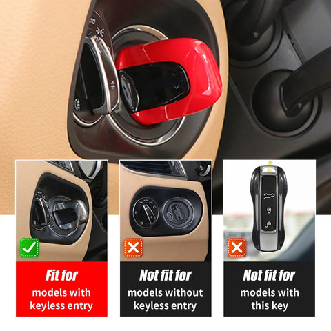 Red ABS Start Stop Button Cover For Porsche Macan Cayenne 2011 To 2017 718 2016 to 2024 Cayman 2013 To 2016 911 2013 To 2018