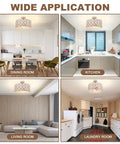 Semi Flush Mount Ceiling Light Fixture With Crystal Accents, Modern Farmhouse Style in kitchen, dining, living, laundry rooms