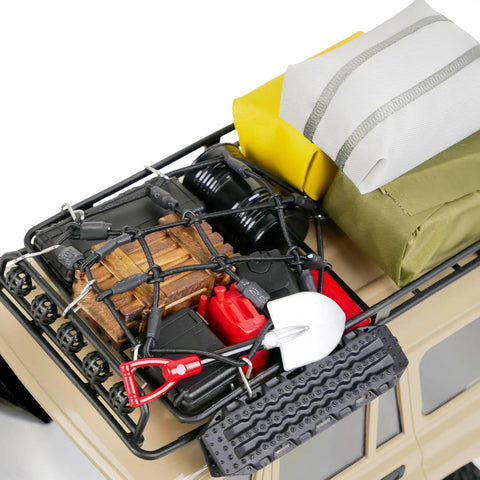 12 Piece Roof Decoration Kit For 1 By 18 TRX4M And 1 By 24 SCX24 Crawlers With Luggage Net, Recovery Boards, Fuel Tank, Tool Box