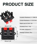 4 Way Spring Terminal Clip Push Release Connector Plate Jack Socket Speaker Terminal Strip Block Test Clip WP4-03B 2 Pieces Red Black Polarity Coding 38mm 29.5mm 25mm Mounting Hole 32mm 2.45mm Plastic Copper