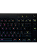 Full Size Mechanical Gaming Keyboard Loaded With Snappy Romer G Switches Dynamic Rgb Illumination And Hassle Free Media Controls For Your Sick Desktop Battlestation Build, top view with colorful keys.
