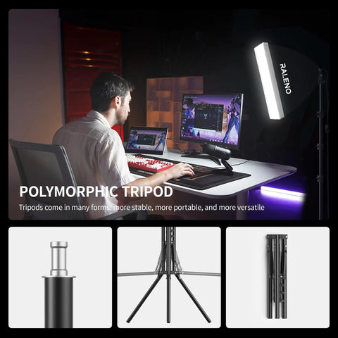 Man using computer with Compact 16x16 Softbox Lighting Kit With LED Bulb for TikTok and Video, 50W 5500K Daylight setup.