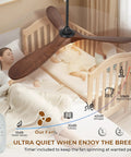 52 Inch Wood Walnut Outdoor Ceiling Fan With Lights And Remote Control in a nursery, showcasing quiet operation over a sleeping child.