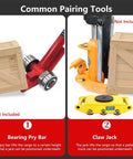 Bearing pry bar and claw jack used with Heavy Duty P U Roller Machinery Skate Dolly For Moving Industrial Equipment.