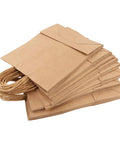 50 Pack Kraft Paper Shopping Bags With Handles Eco Friendly Reusable Durable Large Capacity For Shopping Gift Wrapping DIY Decor Takeout Food Multipurpose Bags 280x280x150mm stacked view