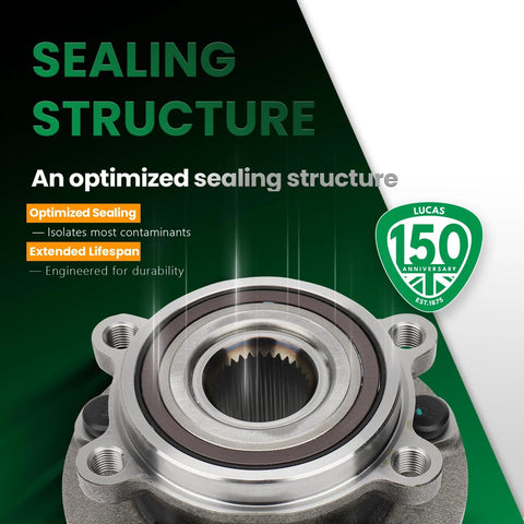 Sealing structure of front wheel hub bearing assembly for Mazda 6 2014 to 2018 and Mazda CX-5 2013 to 2018, close-up view.