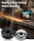 Worker using angle grinder with Heavy Duty Self Locking 5/8-11 Angle Grinder Flange Nuts 2-Pack With Quick Release. 