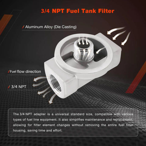 10 Micron Diesel Fuel Tank Filter Kit With Three Quarter Inch NPT Top Cap For Fuel Pumps And Transfer Tanks Keeps Your Ride Running Smooth By Filtering Rust Dirt Sand And Scale To Protect Your Engine And Boost Fuel Flow