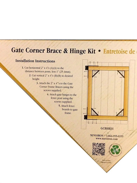 Installation instructions for Heavy Duty Gate Corner Frame Brace Kit For Sag Free Outdoor Gates Up To 72 Inches.