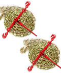 Heavy Duty Ratchet Chain Binder And Five Sixteenths To Three Eighths Inch Transport Chain Kit With Grappling Hook on white background.