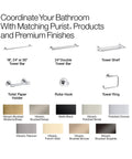 Bathroom hardware collection with Purist 18-Inch Towel Bar In Vibrant Brushed Moderne Brass Dope Finish, hooks, ring, finishes.