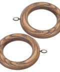Two Pack Wooden Curtain Rings With Smooth Glide For Curtains, No Fuss Install For Home And Commercial Use, Walnut Finish