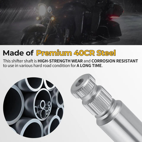 Harley Davidson Shifter Shaft 33709-82A Replacement For Electra Glide Road King Road Glide Street Glide Tour Glide And Tri Glide 1983 To 2016 Premium 40Cr Steel Heavy Duty Construction, 40Cr steel splined shaft