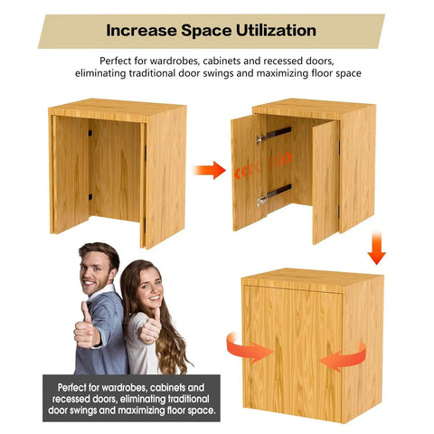 Slick Heavy Duty Pocket Door Slide Hinge Kit With Thick Cold Rolled Steel And Dual Row Ball Bearings For A Damn Smooth Invisible Sliding Motion On Inset Wood Doors installation illustration with inset wood door panels.