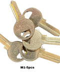 Five M1 key blanks from Must Have 25 Piece Residential Key Blank Kit With Five Of Each KW1 SC1 WR5 Y1 And M1 For Home DIY Locksmithing