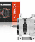 Beefy Heavy Duty Alternator 130Amp 12V With CW 6 Groove Clutch Pulley in front of packaging box