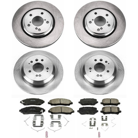 PowerStop front and rear brake kit with disc rotors and ceramic pads for Honda Pilot 2016-22 and Ridgeline 2017-25.