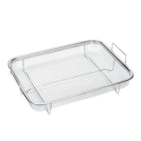 Nonstick Mesh Air Fryer Basket Set For Oven, Stainless Steel Grill Tray Wire Rack Roasting Basket 2 Piece, side view