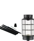 Outdoor Glass Lantern Torch For Patio And Garden With Weatherproof Build 4 Adjustable Height Poles Fiberglass Wick And Snuffer Black Finish
