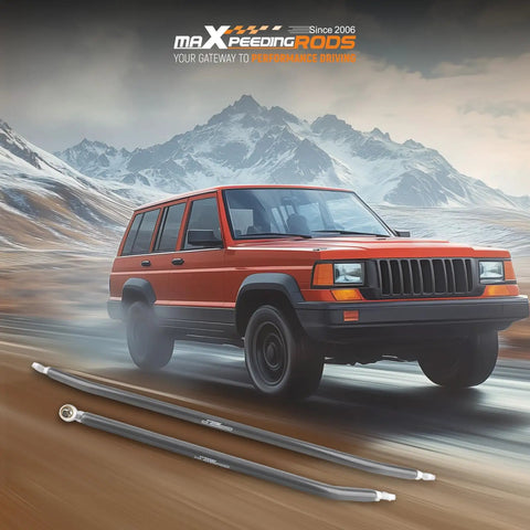 Beefed Up Steering Kit For Jeep Cherokee XJ Grand Cherokee ZJ Comanche MJ And Wrangler TJ LJ With Two And A Half Inch Lifted And Adjustable Heim Joint Ends For Easy Steering Upgrade, steel steering bars