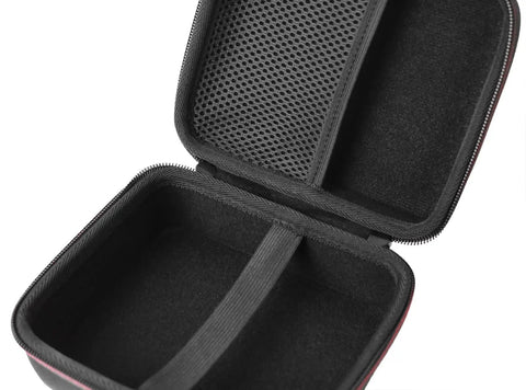 Interior view of Straight Up Eva Hard Travel Case For Tesla Ccs1 J1772 Charging Adapter with mesh pocket and soft lining.