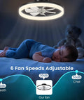 Slick 20 Inch Low Profile Ceiling Fan With Dimmable Led Light, Smart Remote And Phone App Control, Fast Fold Blades For Killer Airflow Indoors On Repeat above sleeping child.