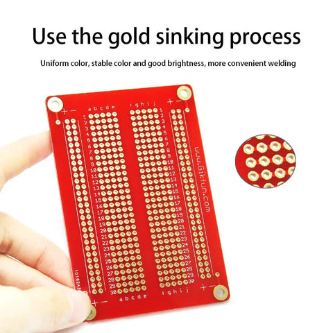 Gold Plated Solderable Breadboard Proto Board For Arduino And Raspberry Pi Projects, Dope DIY PCB Kit held in hand