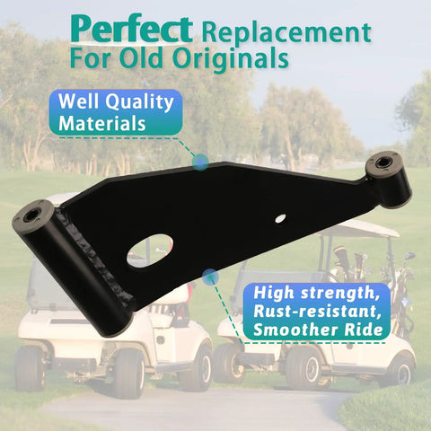 Front A-Arm Assembly Kit With Delta A-Plate For 2004 Plus Club Car Precedent And 2018 Plus Tempo Golf Carts Includes Installed Bushings Easy Fix For Loose Front End On Gas Or Electric Models Driver And Passenger Side black steel a-arm with bushings