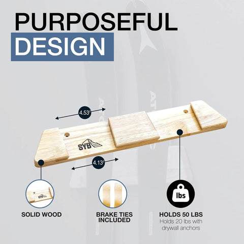 Horizontal Wood Ski Rack Wall Mount For Home Garage Cabin Heavy Duty Ski Wall Organizer And Display Shelf That Saves Space Durable Natural Wood Ski Holder including dimensions and features