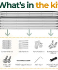 What's in the kit for Galvanized Raised Garden Bed 6x2x1 Ft. Includes panels, gloves, nuts, screws, strip, key, edging.