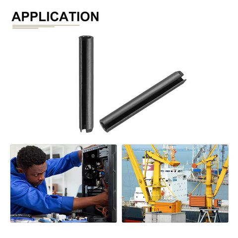 5mm X 40mm Slotted Spring Pin Pack Of 50 Black 65Mn Spring Steel Dowel Tension Roll Pin For DIY Home Workshop Tools And Machinery Durable Metal Fastener