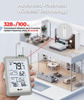 All In One Indoor And Outdoor Weather Station With Wireless Thermometer And Hygrometer, Battery Powered, 330 Ft Remote Sensor Range