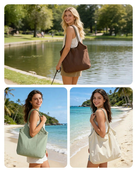 Waterproof Beach Tote Bag For Women With Zipper Go To Sandproof Swim Pool Bag For Beach Travel And Gym Durable Medium