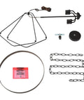Farmhouse Rustic Black Chandelier parts showing durable metal frame, chains, and wiring for dining room living room bedroom kitchen island.