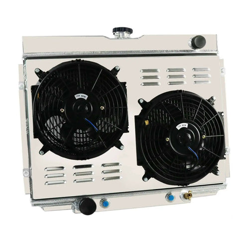 4 Row All Aluminum Radiator Kit With 2x10 Inch Fans And Shroud Thermostat Relay Kit High Flow Core For 1967 1968 1969 1970 Ford Mustang Mercury Cougar Ranchero V8