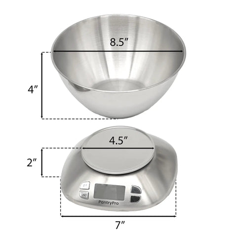 Stainless Steel Digital Kitchen Scale With Bowl For Food And Coffee Lab LCD Display No Fuss Five Easy Unit Modes Grams