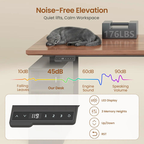 Farmhouse L Shaped Electric Standing Desk Boss Level Height Adjustable Sit To Stand Setup with noise-free elevation feature