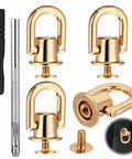 4 Pack Dope Rotatable D Rings For Purses And Handbags 360 Degree Swivel D Ring Studs And Ball Rivets Gold Kit