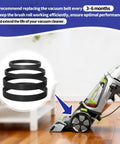Replacement Belt Set For ProHeat 2X Revolution Pet Pro Carpet Cleaner 4Pack shown with vacuum cleaner on hardwood floor
