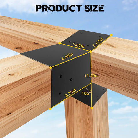 Two Pack 15 Degree L Shaped Pergola Brackets For 6x6 Beams Indoor Outdoor Wood Slant Roof Brackets Beefy 14 Gauge Steel Matte Black Weather Resistant For Pavilion Porch Deck Cabin