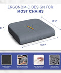 Extra Large Memory Foam Seat Cushion for Recliner, Wheelchair, Office Chair, Stadium Bleachers, Car and Patio Furniture, 19x17x3 Inches, Firm Support for Bariatric Comfort and Posture shown with dimensions