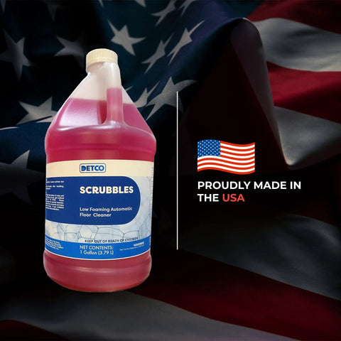 Heavy Duty Low Foam Auto Floor Cleaner, Straight Up Pro Grade Concentrate in one gallon jug with USA flag backdrop.